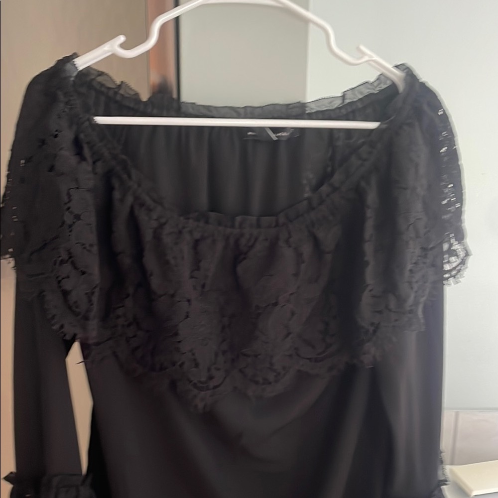 Stylish Black Lace Off-Shoulder Top